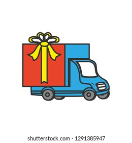 delivery service truck with gift