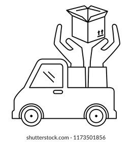 delivery service truck with hands protection