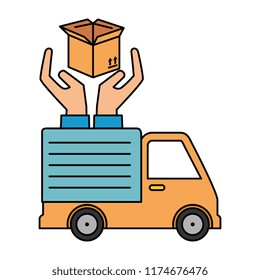 delivery service truck with hands protection