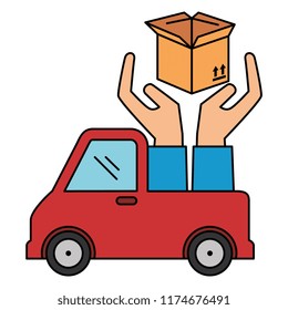 delivery service truck with hands protection