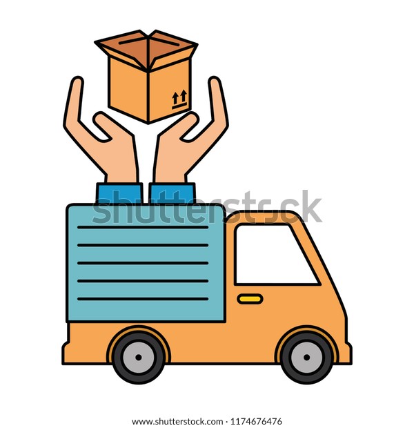 delivery service\
truck with hands\
protection