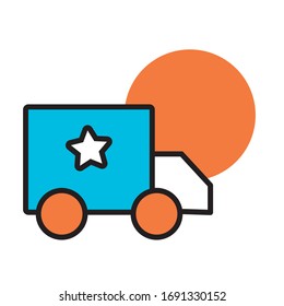 delivery service truck line and fill style icon vector illustration design