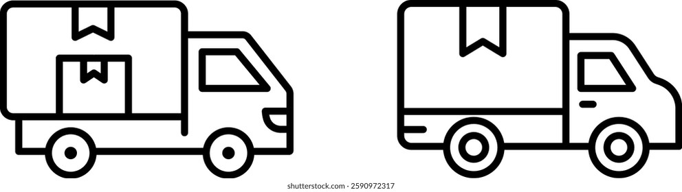 "Delivery Service Truck Line Icon – Symbol of Fast Shipping, Logistics, and Transportation"