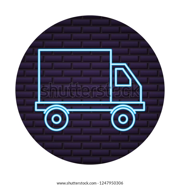 delivery service truck of\
neon light
