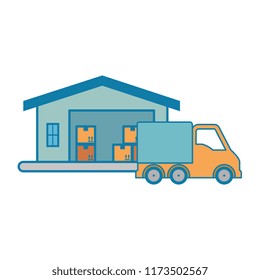 delivery service truck with warehouse