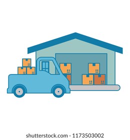 delivery service truck with warehouse