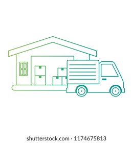 delivery service truck with warehouse