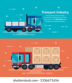 delivery service truck with wooden boxes