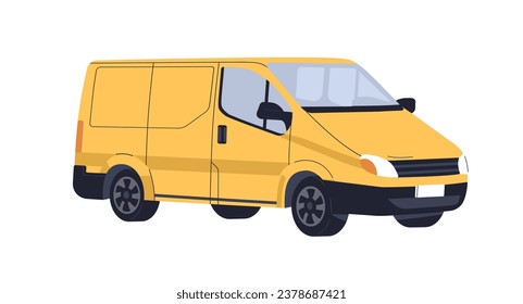 Delivery service van. Cargo auto transport. Freight minibus, delivering goods, shipment. Minibus, freight carrier, transportation vehicle, truck. Flat vector illustration isolated on white background