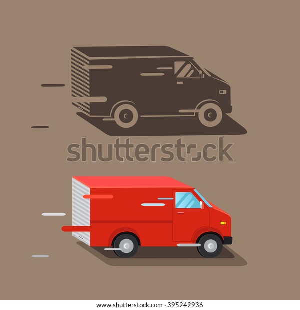 Delivery service van. Fast delivery\
van. Delivery car icon, silhouette. Vector\
illustration