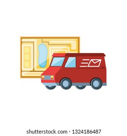 delivery service van with map guide