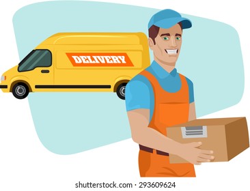 Delivery service. Vector flat cartoon illustration