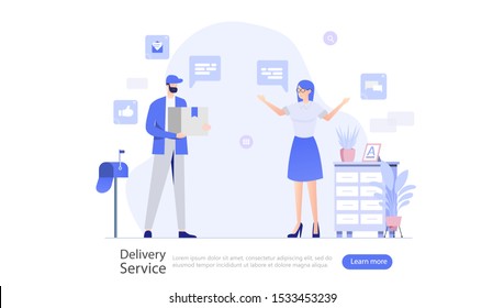 Delivery Service Vector Illustration Concept , Suitable for web landing page, ui, mobile app, editorial design, flyer, banner, and other related occasion
