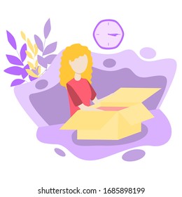 Delivery service vector illustration. Flat tiny shipping box persons concept. Global international logistics distribution. Parcel and ordered goods transport export to customer location fast in time
