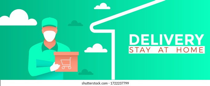 Delivery service vector. illustration. Online delivery service stay at home concept, online.