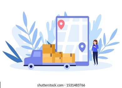 Delivery service web banner web page .Flat vector illustration isolated on white background. Can use for web banner, infographics, web page.
