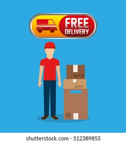 delivery service worker avatar vector illustration design