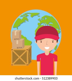 delivery service worker avatar vector illustration design