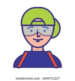 delivery service worker line and fill style icon vector illustration design