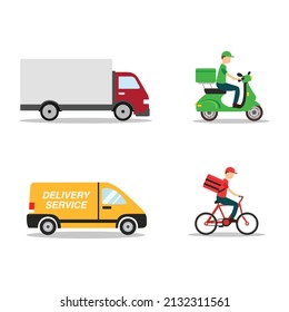 delivery services collection set on white background