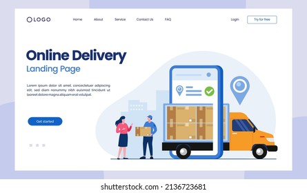 delivery services concept, online delivery application, worldwide express deliver, shopping package flat illustration vector	