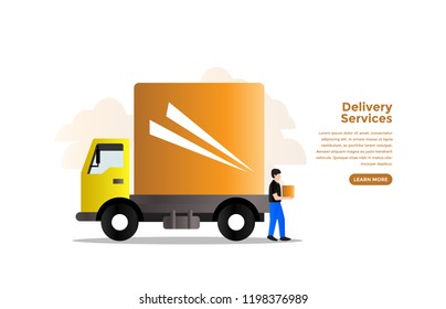 Delivery services concept. Ready to use vector illustration. Suitable for background, wallpaper, landing page, web, banner, card and other creative work.