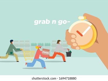 Delivery services during covid-19/ Shopping with social distancing practice/ Online grocery store/ Grab and go at the supermarket