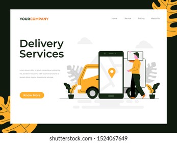 Delivery services flat vector illustration concept, can be used for landing page, ui, web, app intro card, editorial, flyer, and banner.