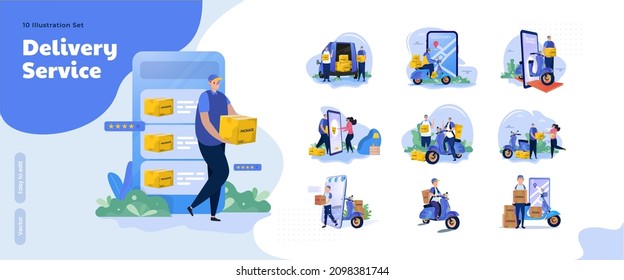 Delivery services illustration collection set