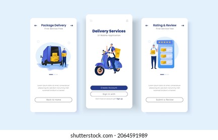 Delivery services illustration on onboard screen template design svg