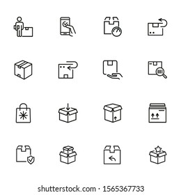 Delivery services line icon set. Carton box, package, order. Delivery concept. Vector illsutration can be used for topics like post office, online shopping, logistic