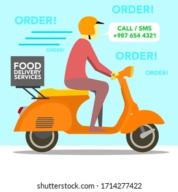 Delivery Services On Motorcycle llustration Vector | EPS10