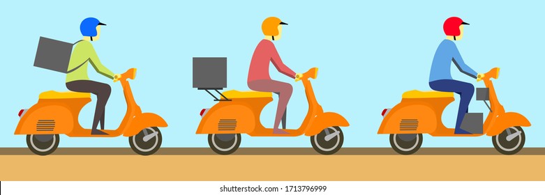 Delivery services on motorcycles sets illustration vector | EPS10