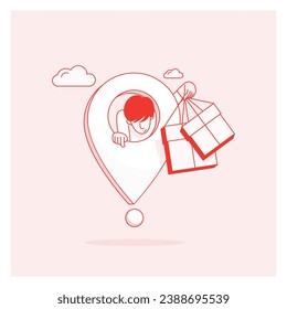 Delivery Services in One Place vector illustrations vector of Delivery Services in colour. red colour