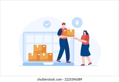 Delivery Services, Online Shipping Management Platform. Vector Illustration