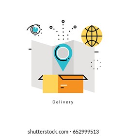 Delivery services, transportation, cargo shipment flat vector illustration design. Worldwide delivery, delivery tracking design for mobile and web graphics