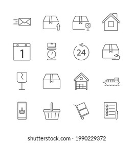 icono de conjunto de entrega, icono de signo de conjunto de entrega aislado, ilustración vectorial