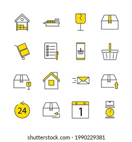 icono de conjunto de entrega, icono de signo de conjunto de entrega aislado, ilustración vectorial