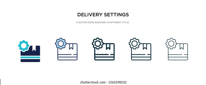 delivery settings icon in different style vector illustration. two colored and black delivery settings vector icons designed in filled, outline, line and stroke style can be used for web, mobile, ui