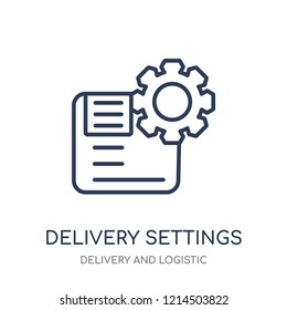 delivery Settings icon. delivery Settings linear symbol design from Delivery and logistic collection.