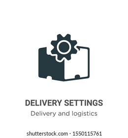 Delivery settings vector icon on white background. Flat vector delivery settings icon symbol sign from modern delivery and logistics collection for mobile concept and web apps design.