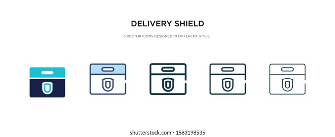 delivery shield icon in different style vector illustration. two colored and black delivery shield vector icons designed in filled, outline, line and stroke style can be used for web, mobile, ui