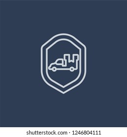 Delivery shield icon. Delivery shield linear design concept from Delivery and logistic collection. Simple element vector illustration on dark blue background.