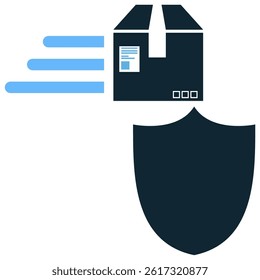 Delivery shield icon vector for secure shipping, safe logistics, and package protection. Ideal for trusted transport, safe delivery assurance, and protective cargo illustration.