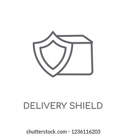 Delivery shield linear icon. Modern outline Delivery shield logo concept on white background from Delivery and logistics collection. Suitable for use on web apps, mobile apps and print media.