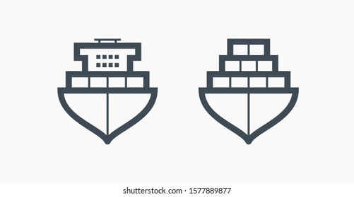 Delivery ship with containers pixel perfect icon for web and app isolated on white background