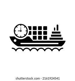 Delivery, ship, shipping icon. Black vector graphics.