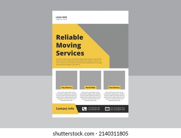 Delivery 
Shipment Flyer Template Design. Reliable Moving service flyer design. Cover, Poster, A4 size, flyer design.