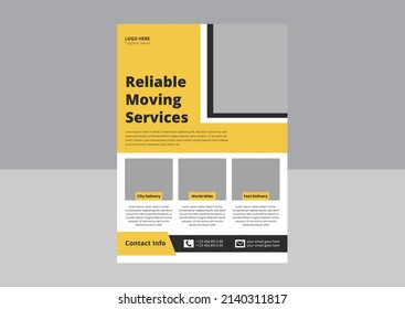 Delivery 
Shipment Flyer Template Design. Reliable Moving service flyer design. Cover, Poster, A4 size, flyer design.