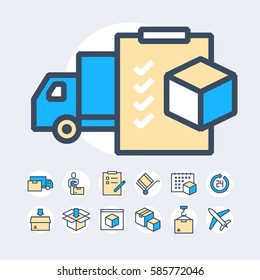 Delivery and shipment icons set